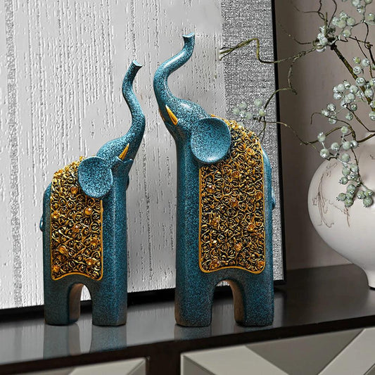 Retro Home Decoration Set Vintage Resin Elephant Ornaments for Home and Office