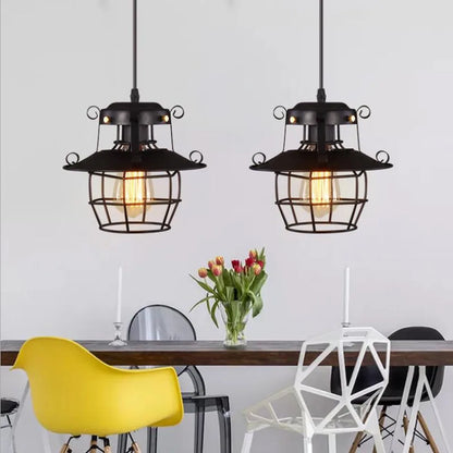 Retro Industrial Pendant Light Vintage Black Hanging Ceiling Lamp