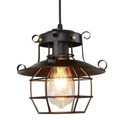 Retro Industrial Pendant Light Vintage Black Hanging Ceiling Lamp