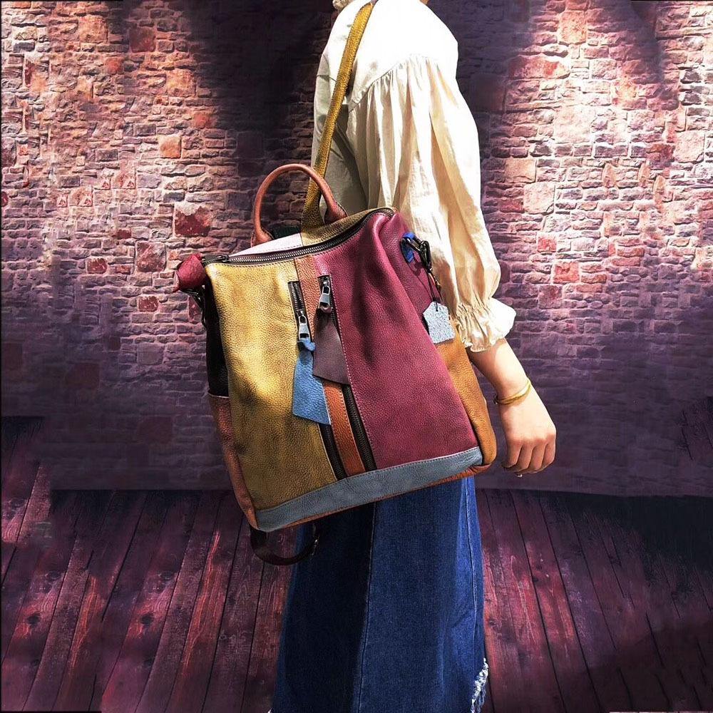 Retro Leather Women's Handbag Genuine Leather Shoulder Backpack Vintage Style