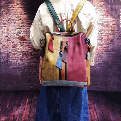 Retro Leather Women's Handbag Genuine Leather Shoulder Backpack Vintage Style