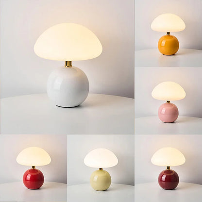 Retro Mushroom Table Lamp Three Colour LED Bedside Lighting Bauhaus Style