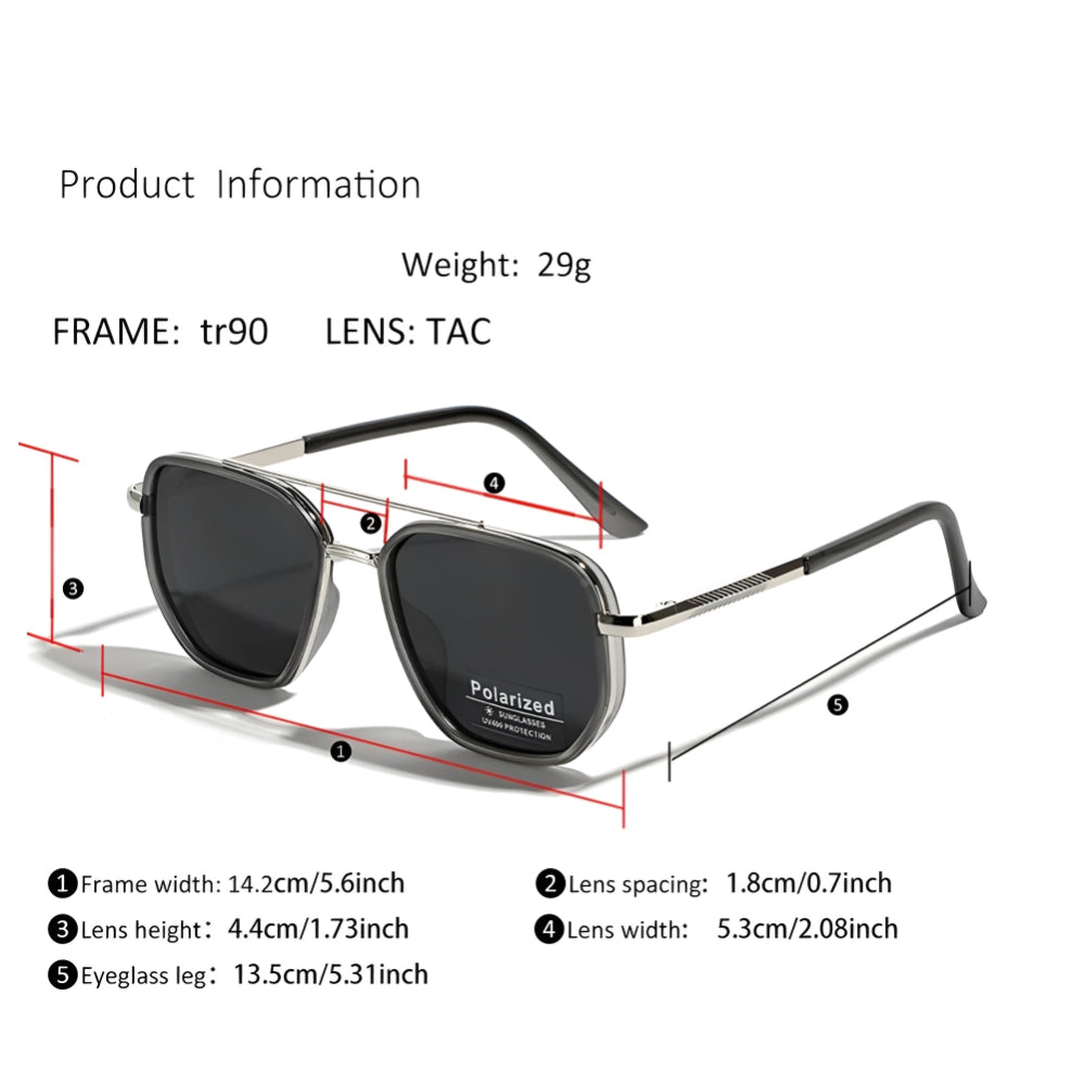 Retro Square Polarized Sunglasses with UV400 Protection
