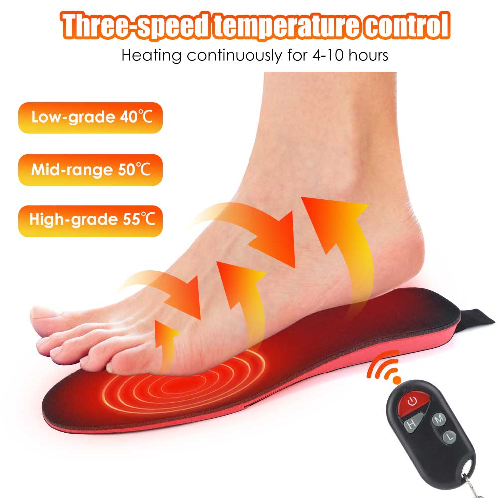 Reusable Heated Insoles Adjustable Warmth Winter Foot Comfort