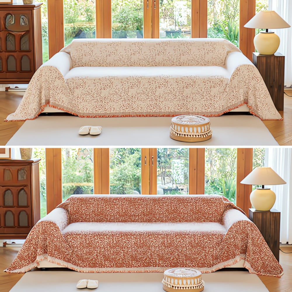 Reversible Boho Sofa Protector Speckle Couch Cover