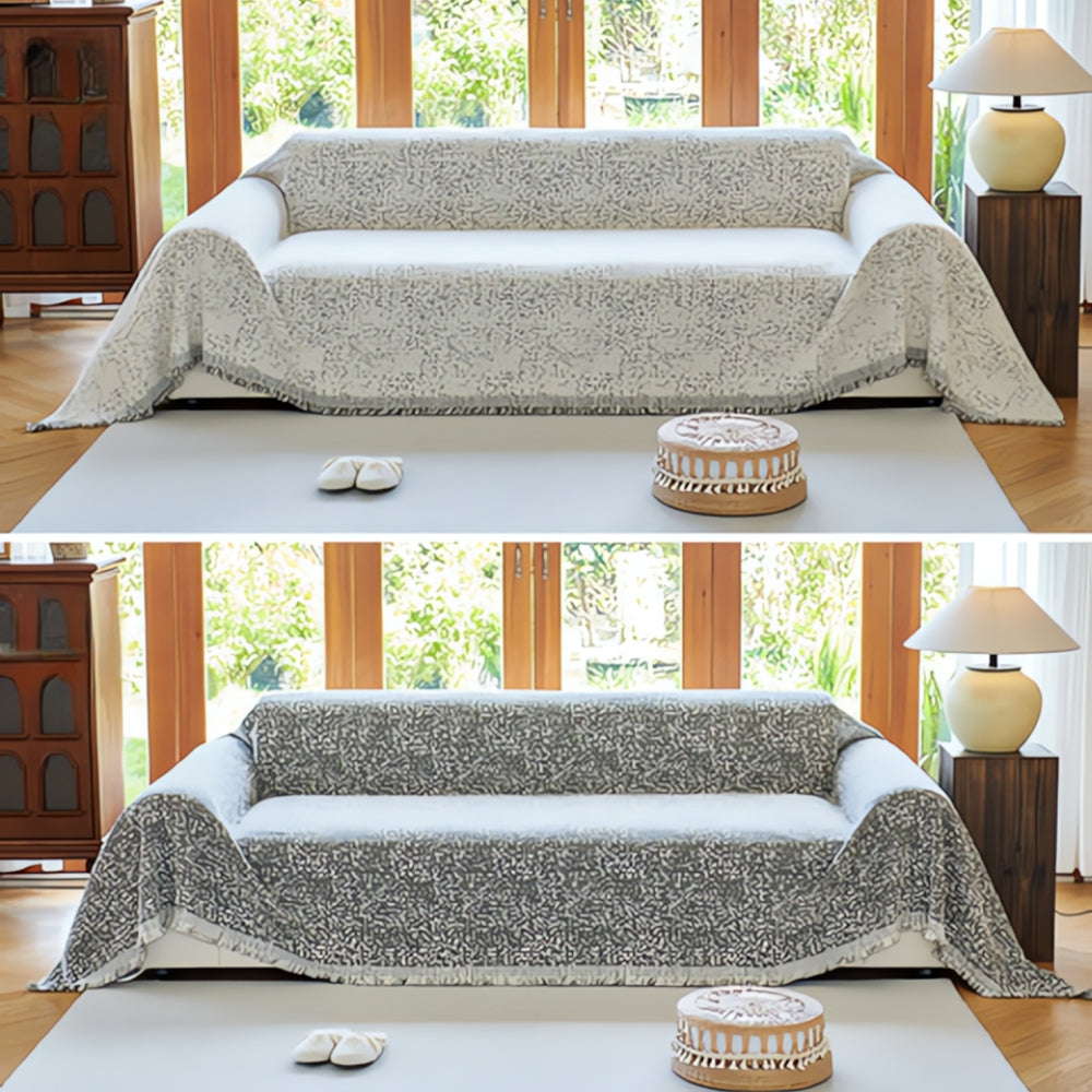 Reversible Boho Sofa Protector Speckle Couch Cover
