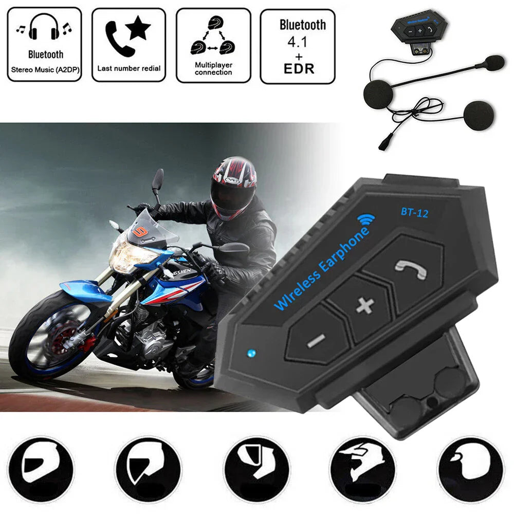 RideSync Wireless Motorcycle Helmet Headset for Safe Communication and Riding