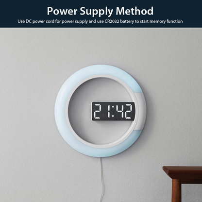 RingLite Elegant LED Ring Wall Clock Modern Digital Clock with Ambient Lighting