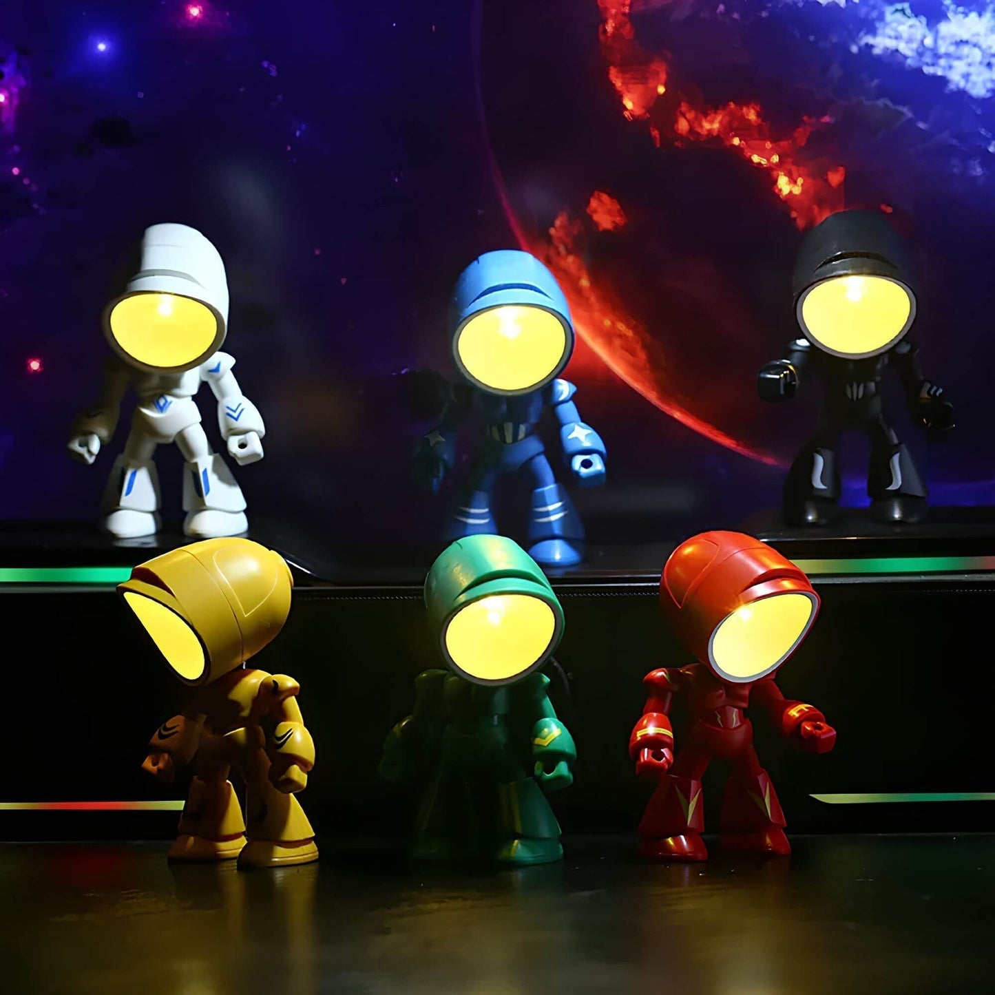 Robot Table Lamp With Soft Light For Kids Bedroom Desk And Nightstand