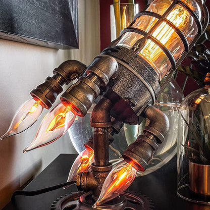 Rocket Lamp Handmade Industrial Vintage Table Lamp with Edison Bulb