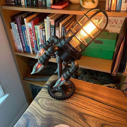 Rocket Lamp Handmade Industrial Vintage Table Lamp with Edison Bulb