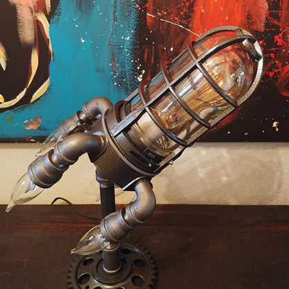 Rocket Lamp Handmade Industrial Vintage Table Lamp with Edison Bulb