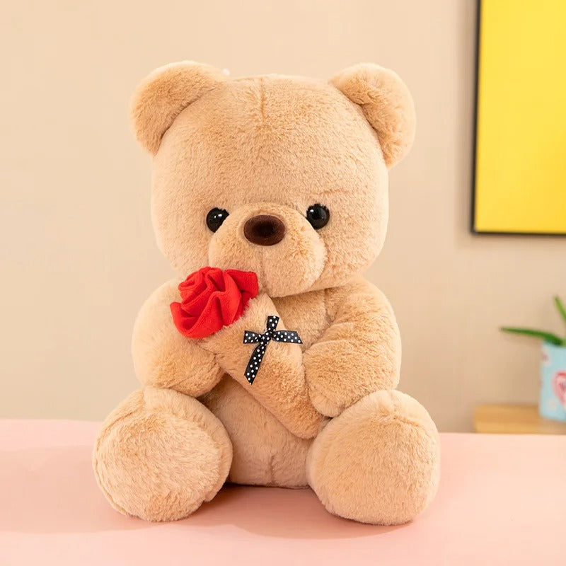 Rose Teddy Bear Handmade Floral Plush Gift Romantic Decorative Keepsake