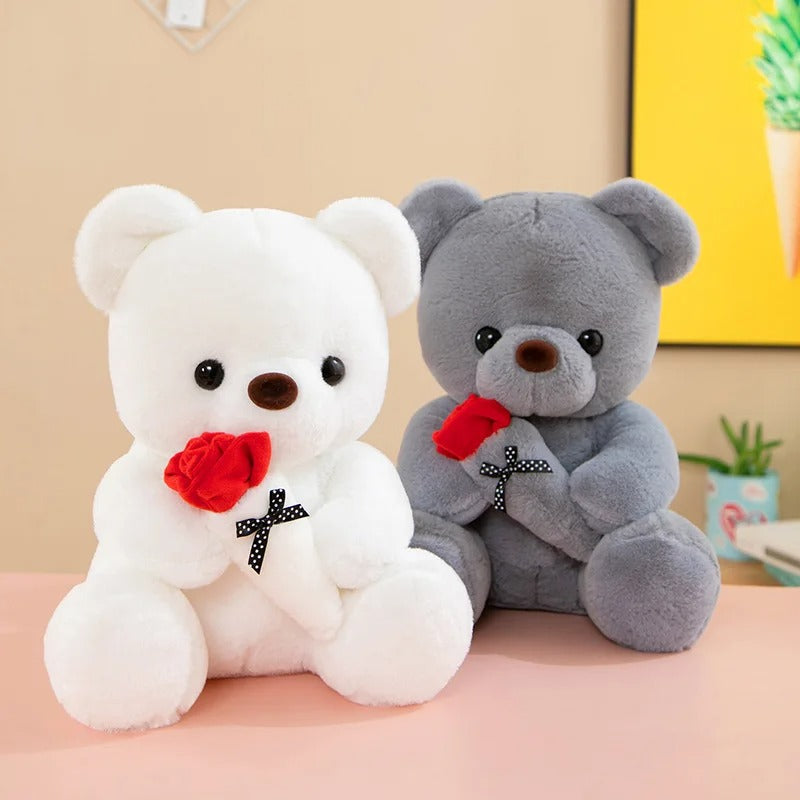 Rose Teddy Bear Handmade Floral Plush Gift Romantic Decorative Keepsake