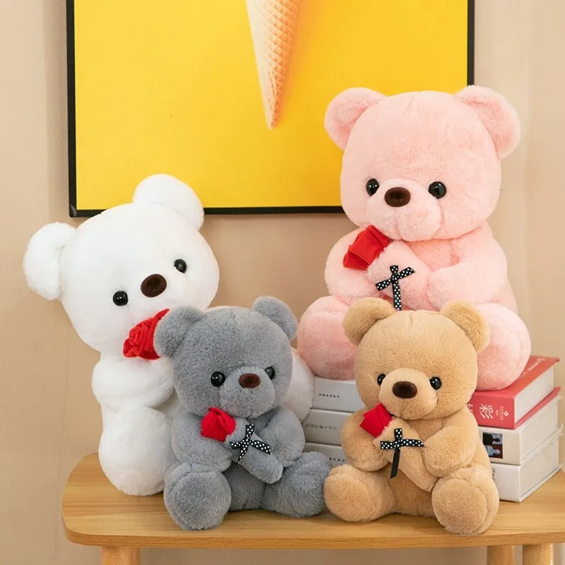 Rose Teddy Bear Handmade Floral Plush Gift Romantic Decorative Keepsake