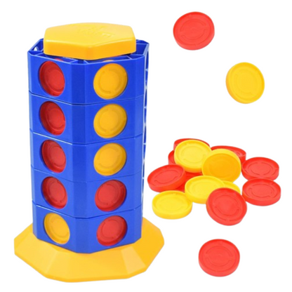 Rotating Connect Strategy Board Game with Interactive Spinning Board for Family Game Night