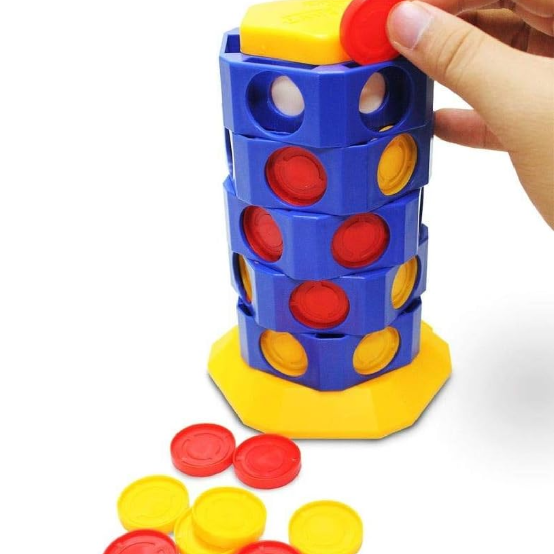 Rotating Connect Strategy Board Game with Interactive Spinning Board for Family Game Night
