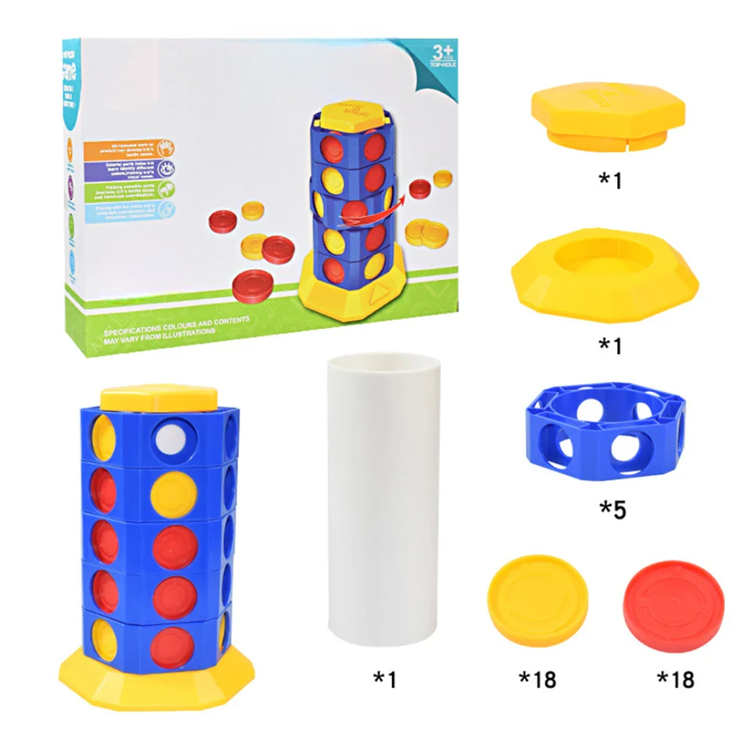 Rotating Connect Strategy Board Game with Interactive Spinning Board for Family Game Night