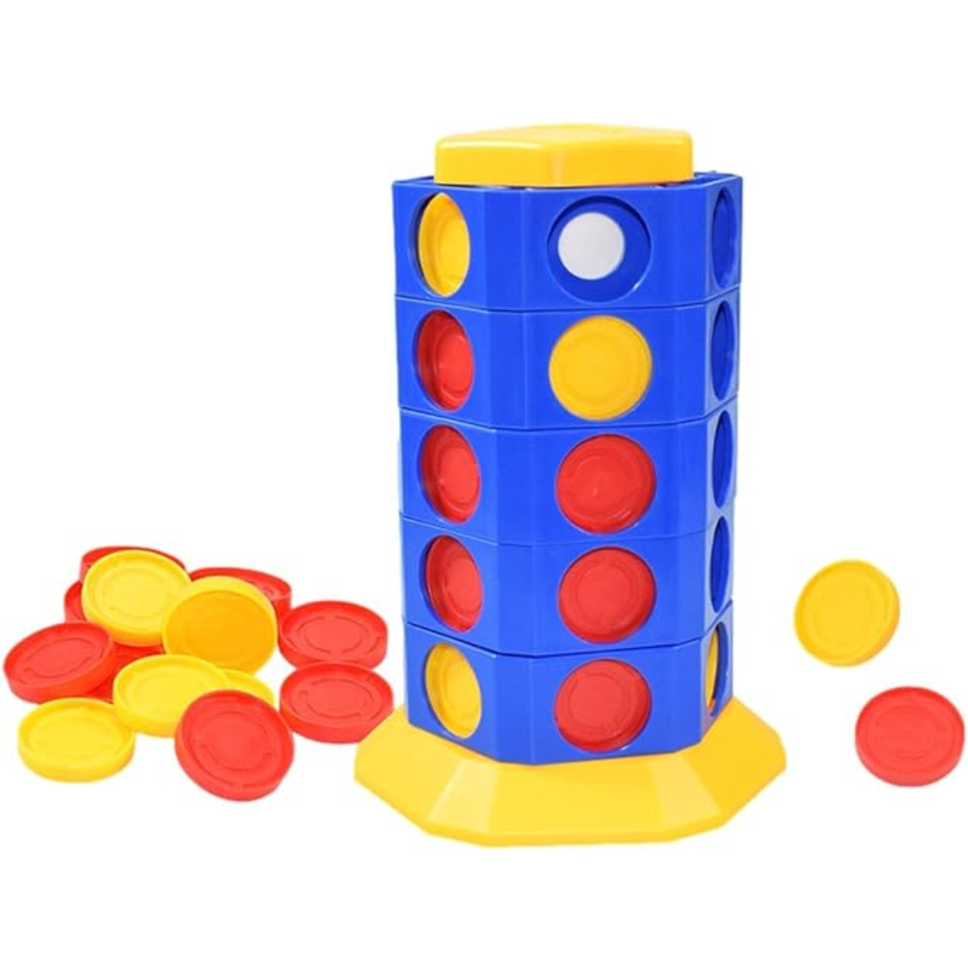 Rotating Connect Strategy Board Game with Interactive Spinning Board for Family Game Night