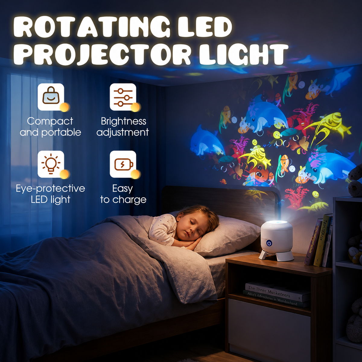 Rotating Ocean Wave Night Light Projector