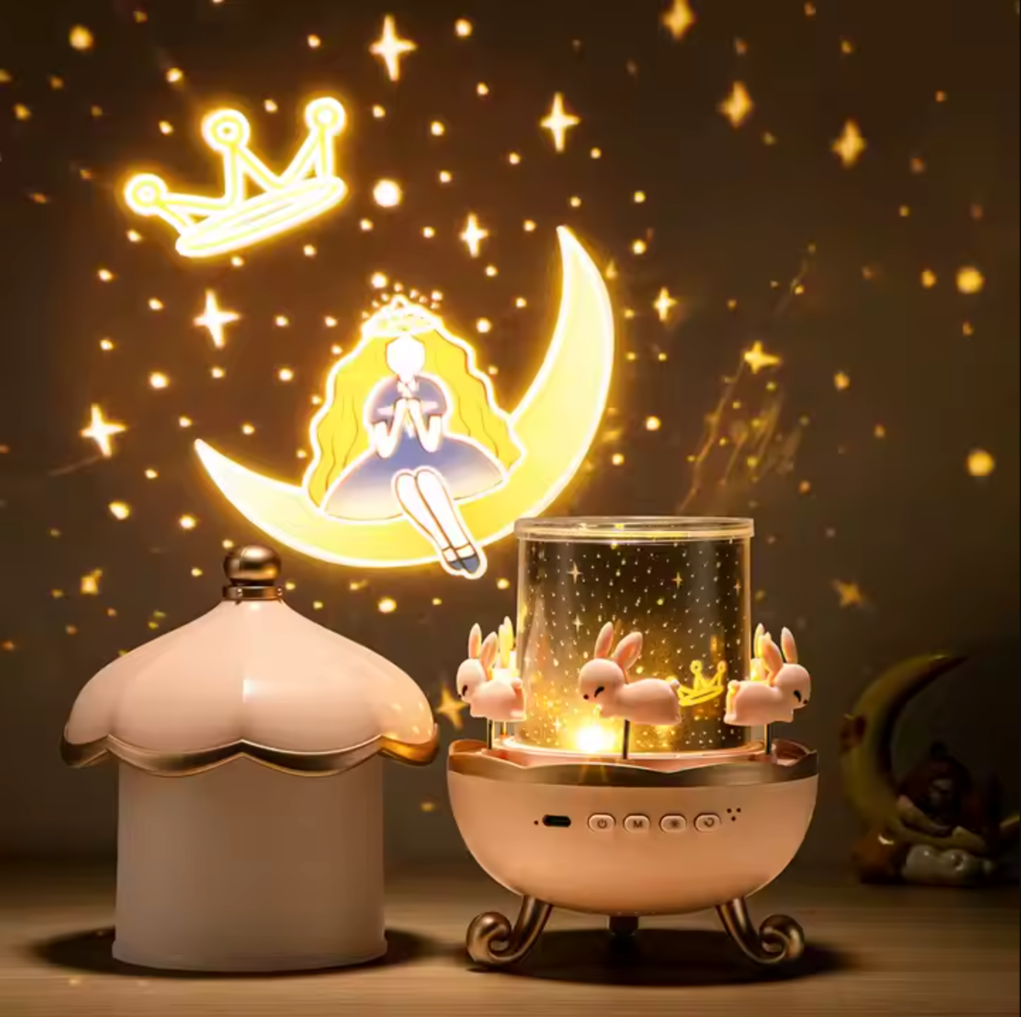 Rotating Star Projector Night Light with Bluetooth Speaker Remote Control Dream Sky Lamp