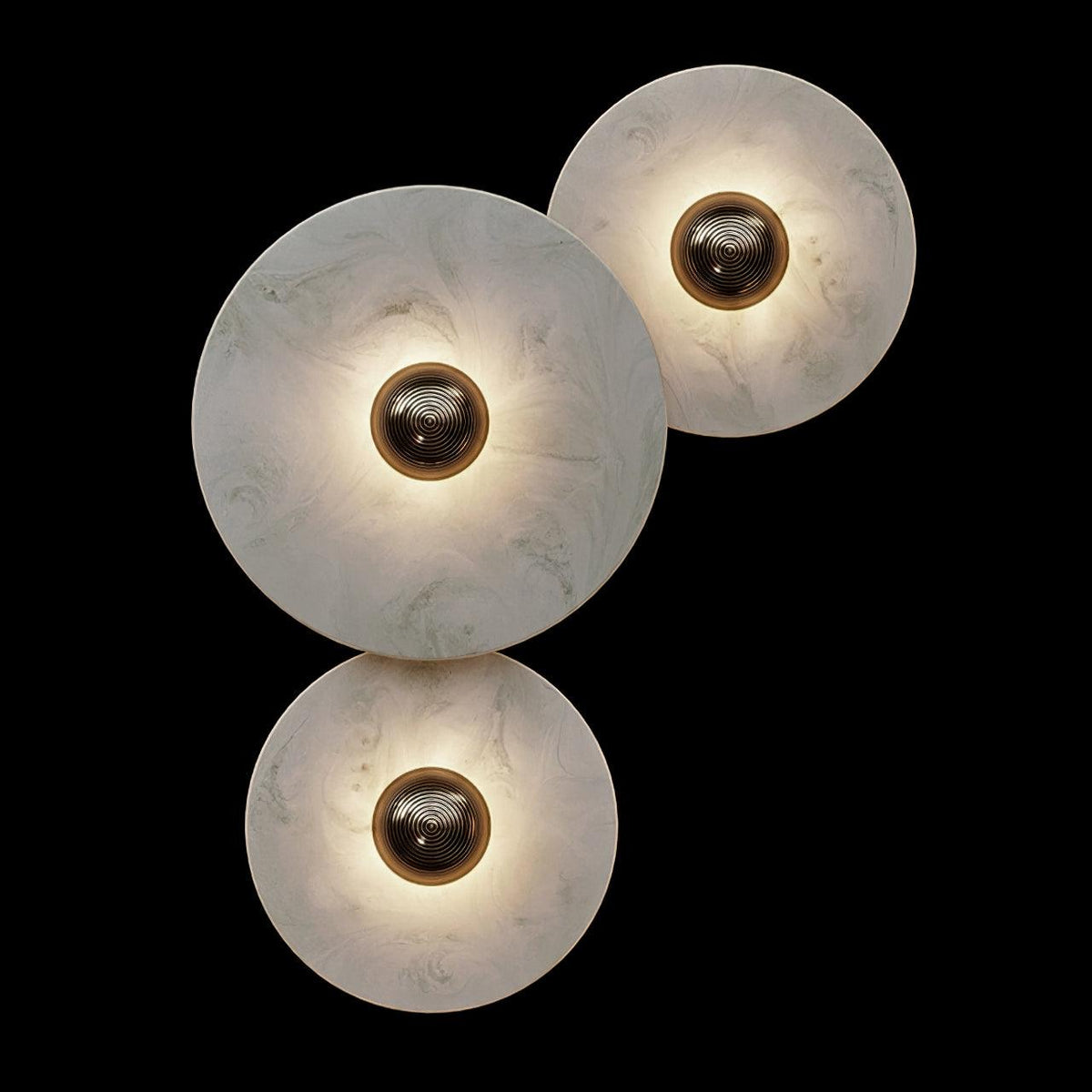 Round LED Flush Mount Wall Ceiling Light Alabaster Brass Design
