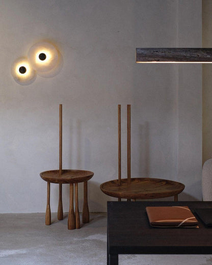 Round LED Flush Mount Wall Ceiling Light Alabaster Brass Design