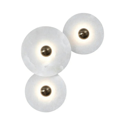 Round LED Flush Mount Wall Ceiling Light Alabaster Brass Design