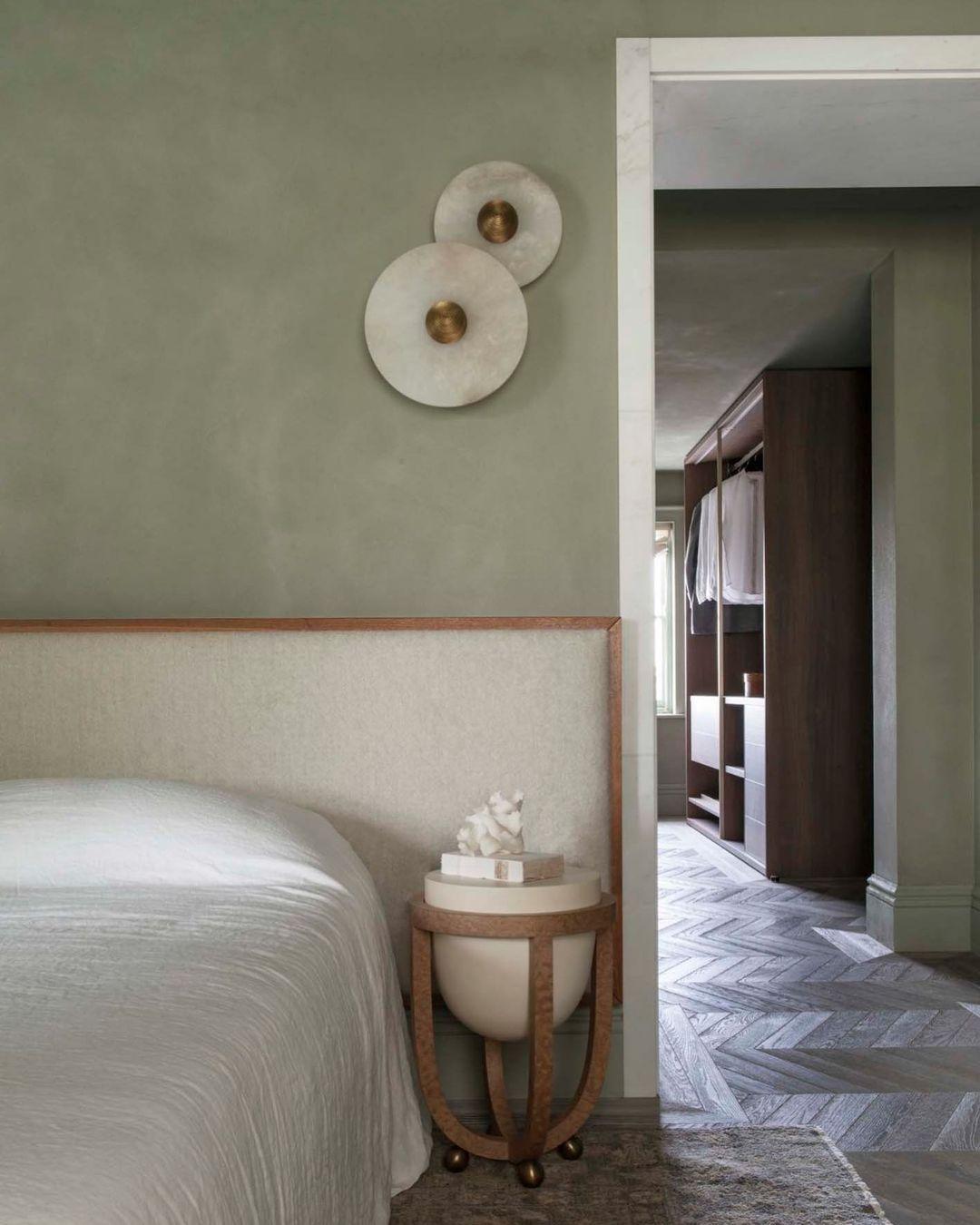 Round LED Flush Mount Wall Ceiling Light Alabaster Brass Design