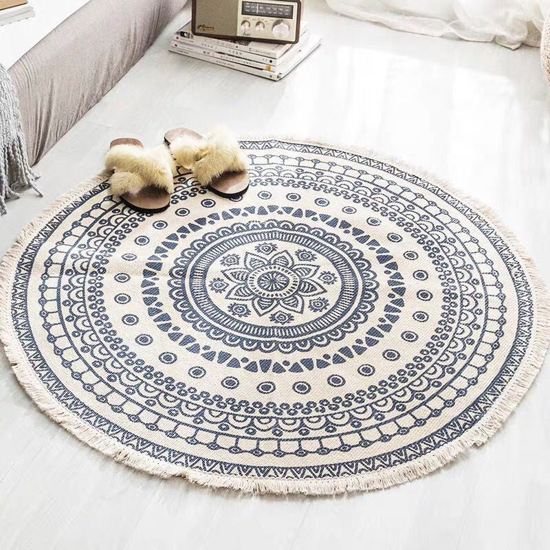 Round Non Slip Geometric Area Rug Modern Bedroom Floor Mat Soft Decorative Carpet