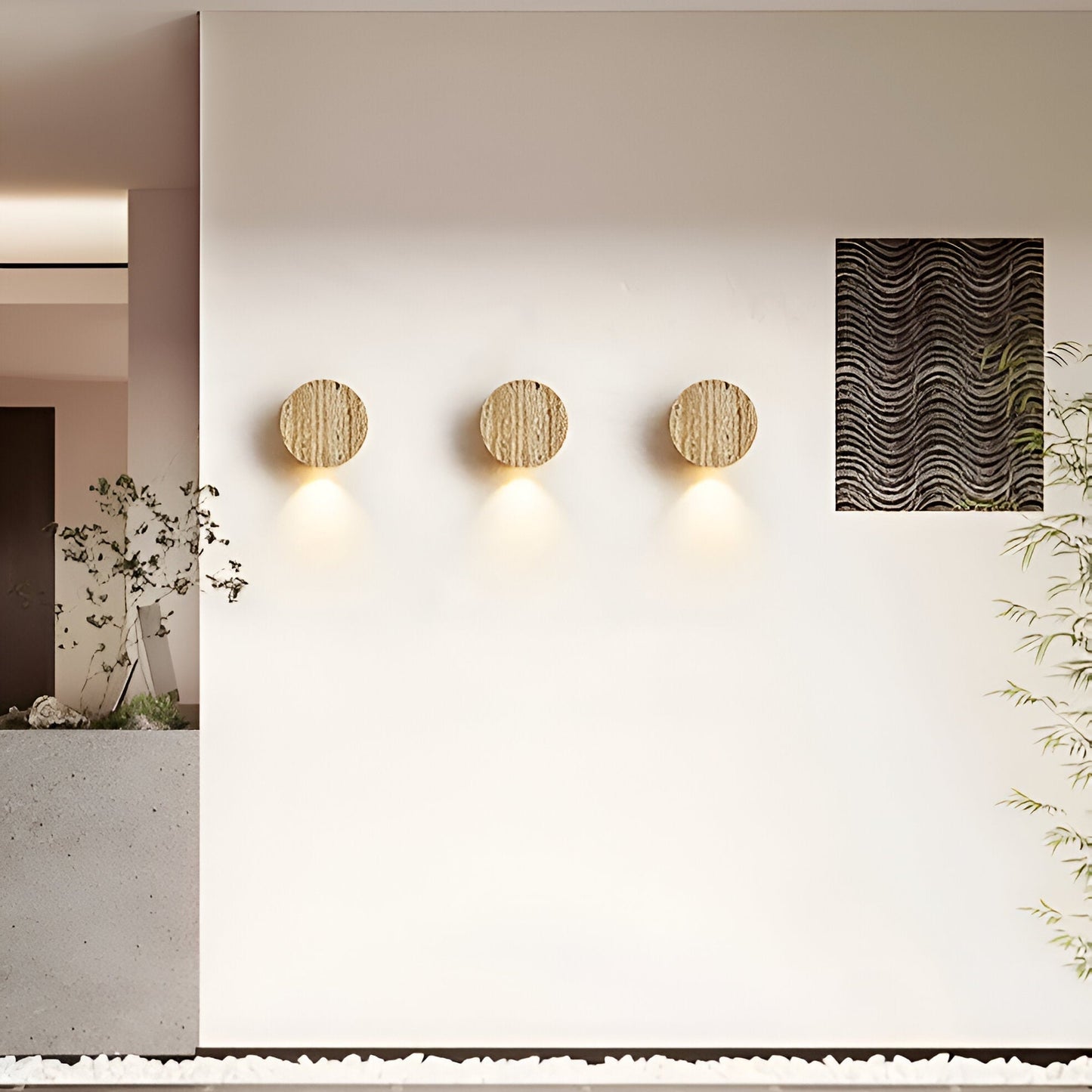 Round Wood LED Wall Light Modern Ambient Wall Sconce Decorative Indoor Lighting