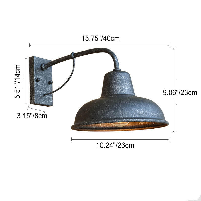 Applique da parete per esterni in stile rustico industriale, per portico e patio, attacco E26