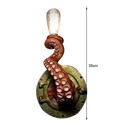 Skulpturel væglampe med blækspruttearm oceaninspireret E27 dekorativ lampe