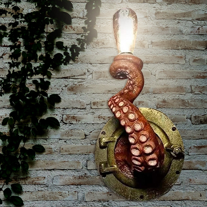 Skulpturel væglampe med blækspruttearm oceaninspireret E27 dekorativ lampe