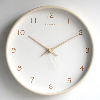 Silent Round Wall Clock Clear Glass Minimalist Wooden Wall Clock Non Ticking Modern Home Clock