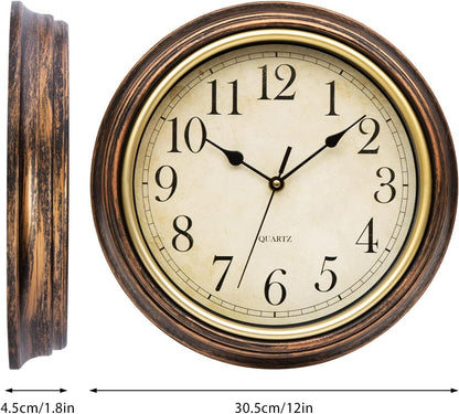 Silent Wall Clock Classic Round Frame Clear Dial Display