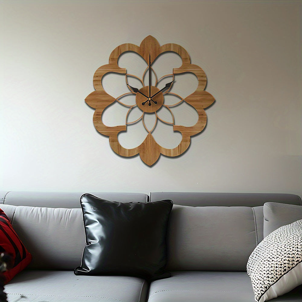 Silent Wooden Wall Clock 16 Inch Modern Decorative Wood Wall Clock Battery Operated