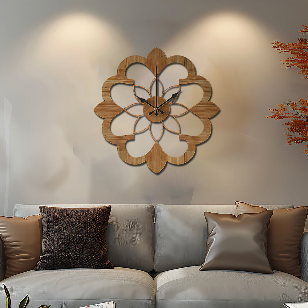 Silent Wooden Wall Clock 16 Inch Modern Decorative Wood Wall Clock Battery Operated