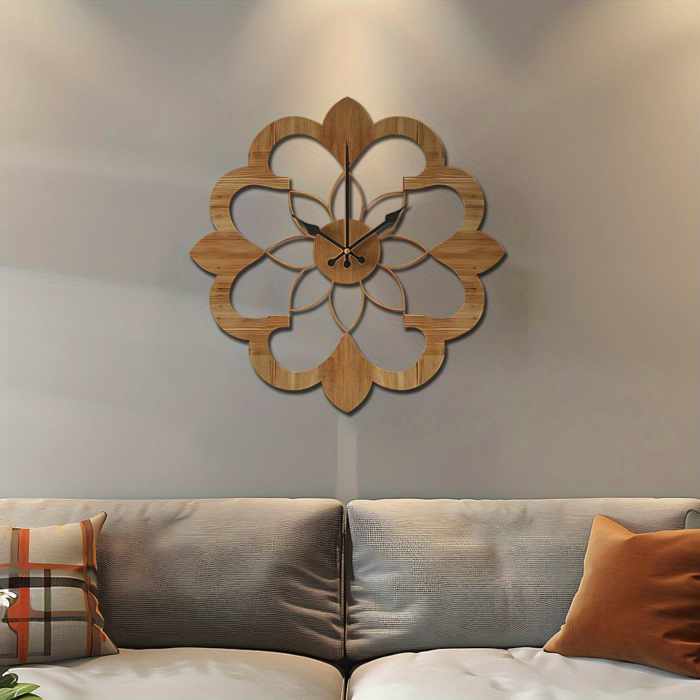 Silent Wooden Wall Clock 16 Inch Modern Decorative Wood Wall Clock Battery Operated
