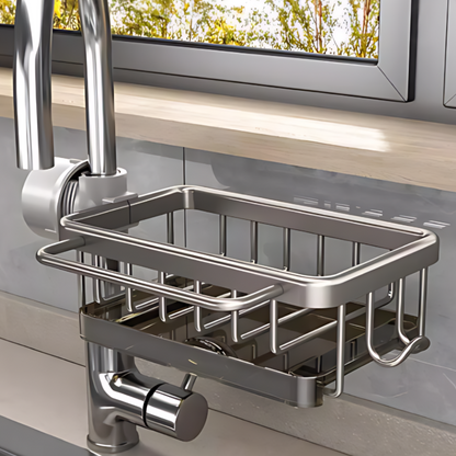 Sink Caddy Organizer with Drainage Basket and Hanging Hook