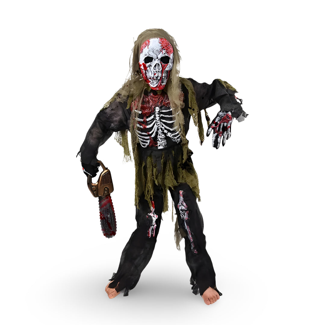 Skeleton Zombie Halloween Costume Mask Outfit Set for Kids