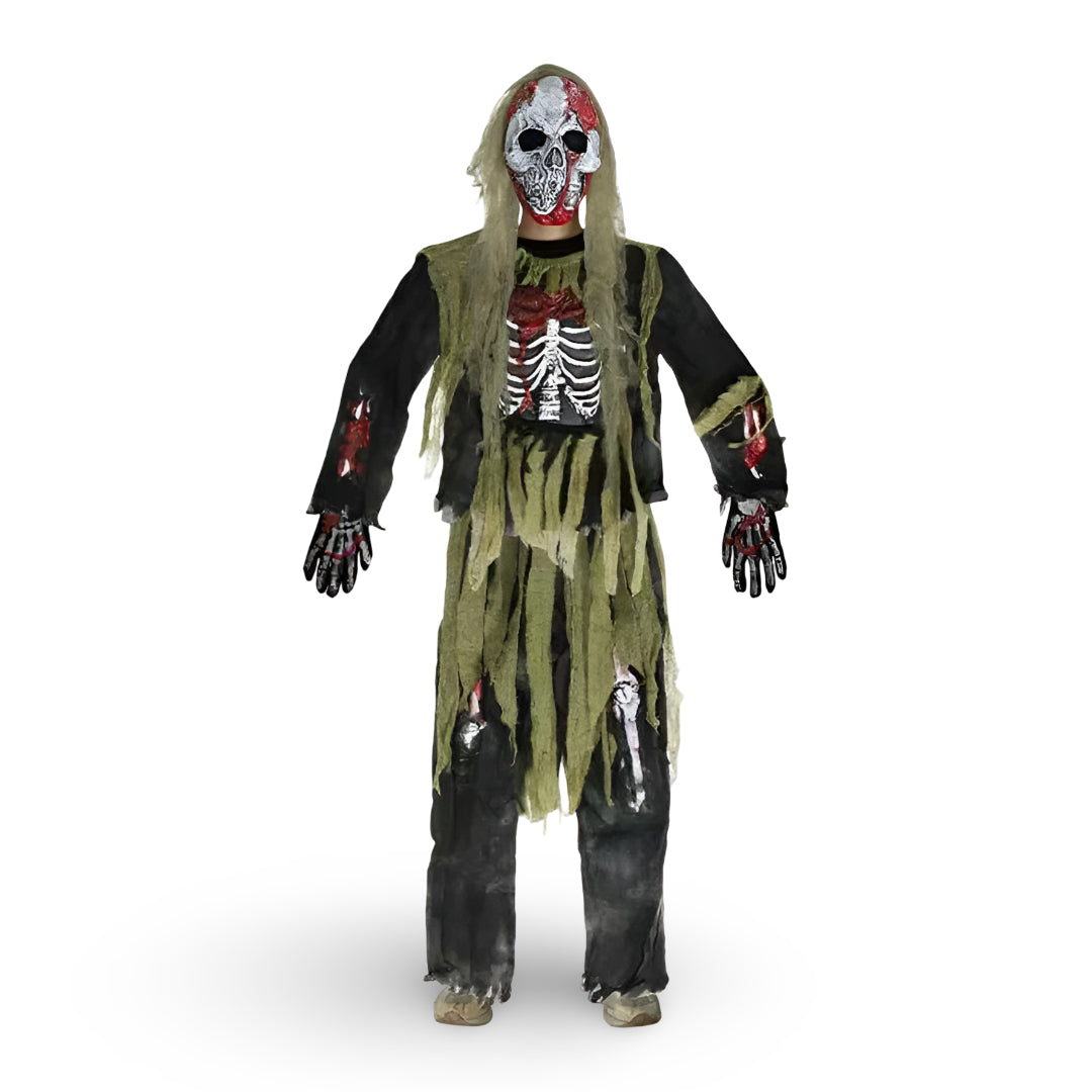 Skeleton Zombie Halloween Costume Mask Outfit Set for Kids