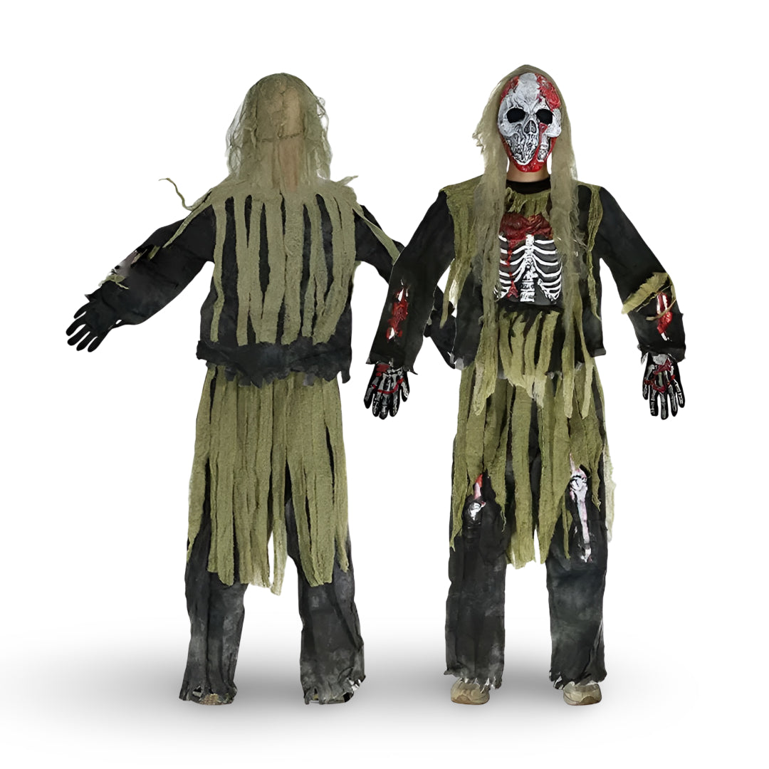 Skeleton Zombie Halloween Costume Mask Outfit Set for Kids