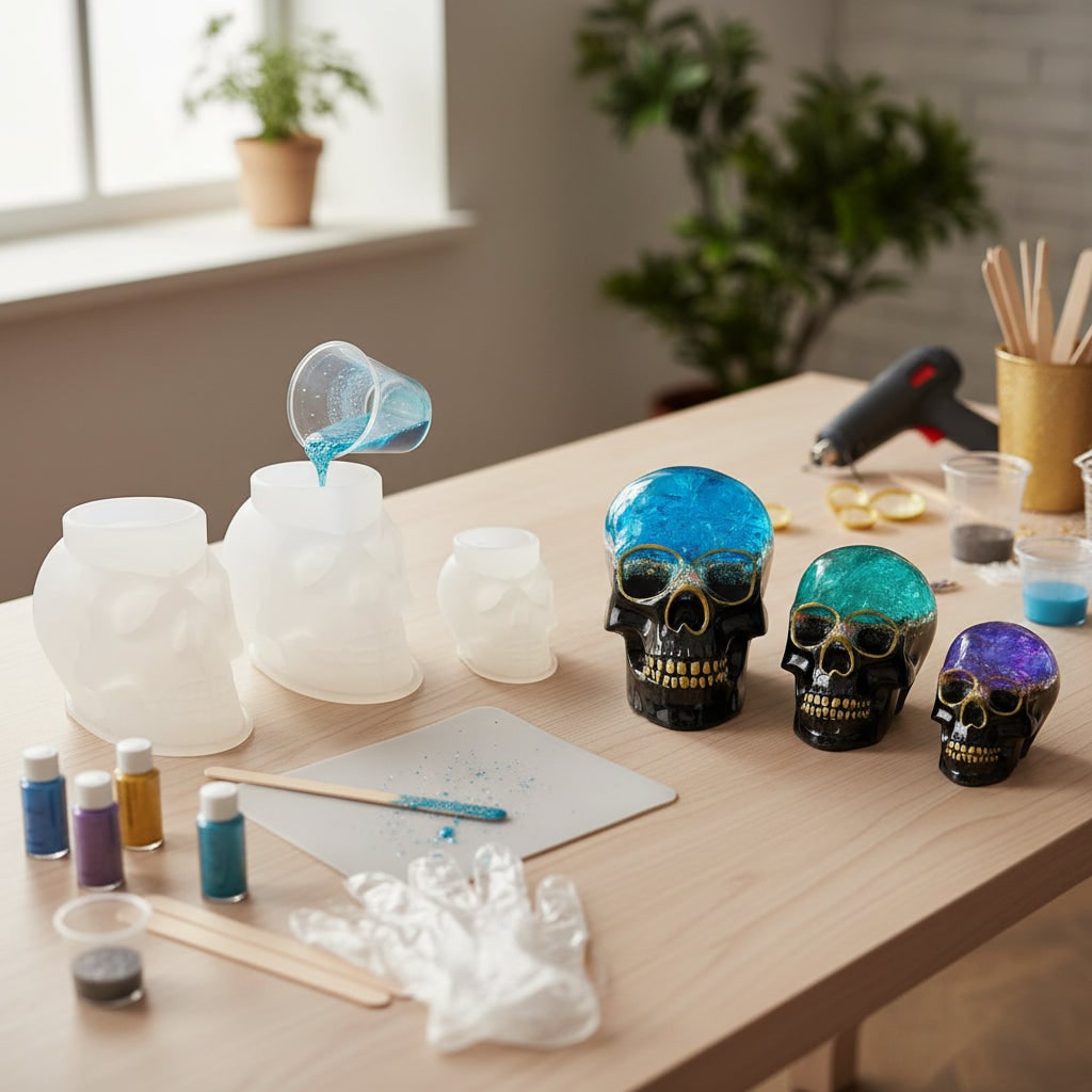 Skull Silicone Mold Halloween Decoration DIY Resin Crafting Tool