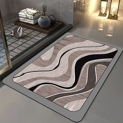 Slim Rectangular Bath Mat Quick Dry Non Slip Bathroom Floor Rug