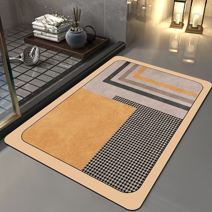 Slim Rectangular Bath Mat Quick Dry Non Slip Bathroom Floor Rug