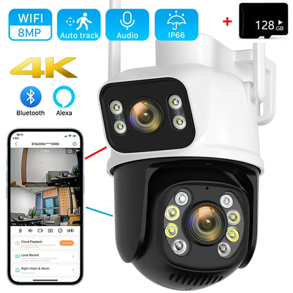 Smart Dual Lens Security Camera Night Vision, Motion Detection, Indoor & Outdoor Surveillance