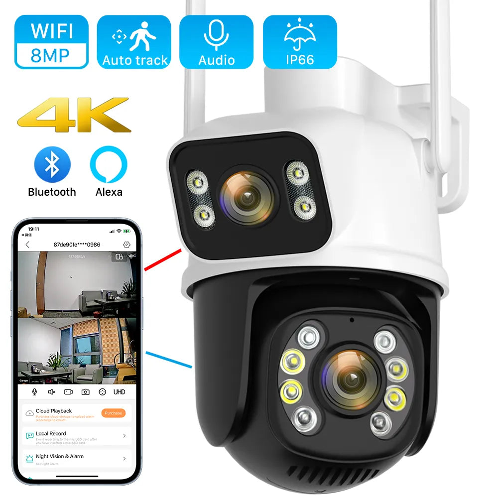 Smart Dual Lens Security Camera Night Vision, Motion Detection, Indoor & Outdoor Surveillance