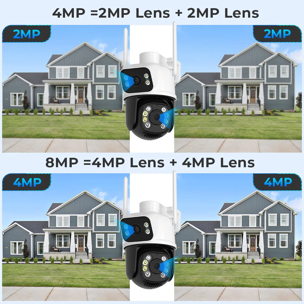 Smart Dual Lens Security Camera Night Vision, Motion Detection, Indoor & Outdoor Surveillance