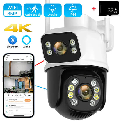 Smart Dual Lens Security Camera Night Vision, Motion Detection, Indoor & Outdoor Surveillance